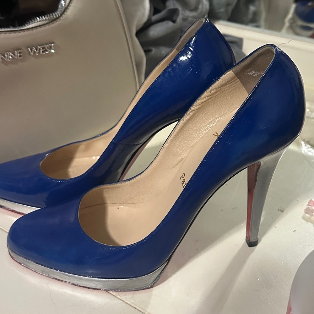 Blue Patent Leather Platform Christian Louboutin Heels